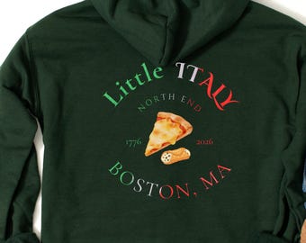 Italian Zip-Up Sweatshirt, Boston Little Italy Hoodie Gifts for Men and Women