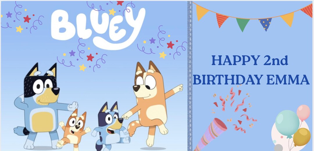 Bluey Editable Digital Banner Happy Birthday - Etsy