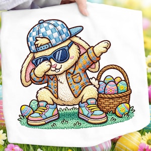 Ostern Sweatshirt Jungen PNG lustige Ostern PNG lustige Kaninchen-Kunststickerei Coole Kinder Frühling Sublimation DTF
