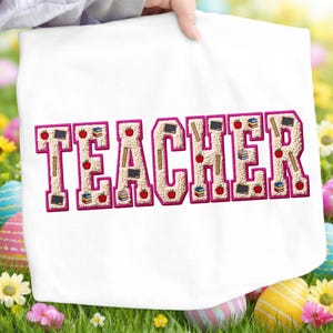 Lärare PNG Läraruppskattningsgåva Faux Chenille-lapp Tillbaka till skolan Grafisk 3D-broderi Sublimeringsdesign