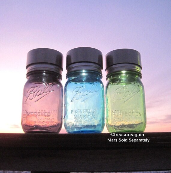 3 Mason Jar Solar Light Lids Diy Outdoor Lanterns No Mason Etsy