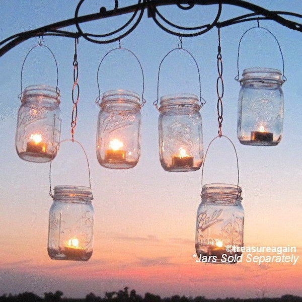 12 Hanging Garden Light DIY Mason Jar Lantern Hangers, Weddings, DIY Candle Jar or Flower Vase Hangers, Jars Sold Separately