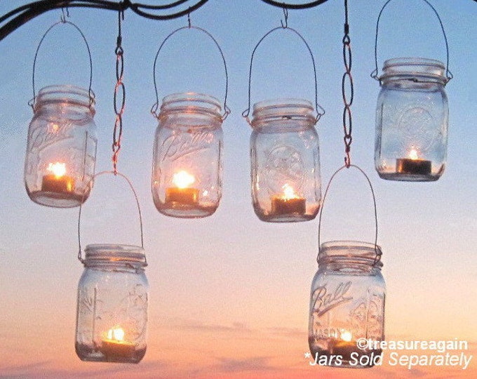 12 Hanging Garden Light DIY Mason Jar Lantern Hangers, Weddings, DIY Candle Jar or Flower Vase