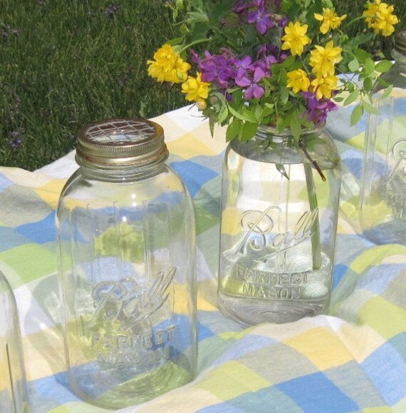 Items similar to Mason Jar, 2 Half Gallon Ball Jar Vases, Upcycled