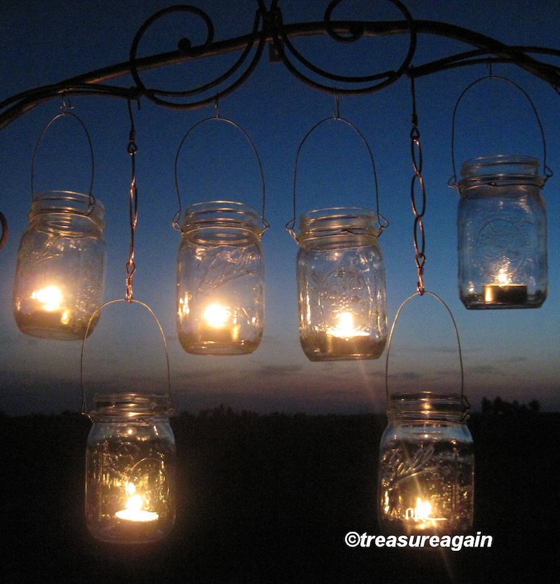 Hanging Lanterns 20 DIY Mason Jar Hangers Outdoor Wedding Etsy