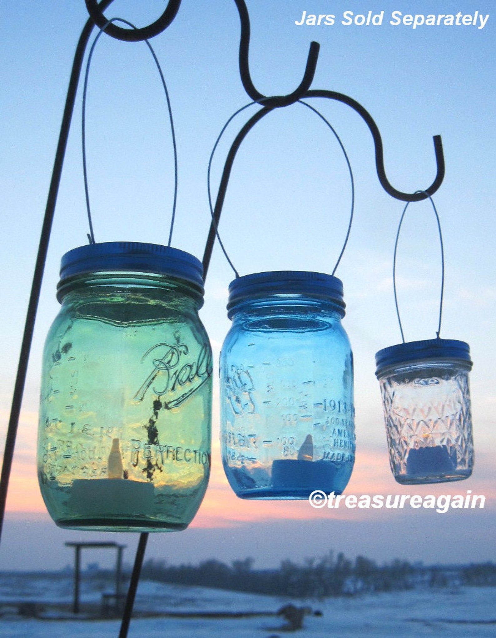 Hanging Mason Jar Red Lids DIY Garden Lights Hanging Outdoor Etsy