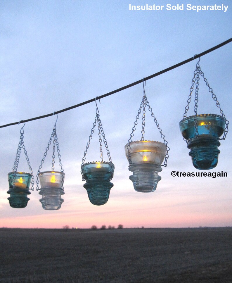 Diy Insulator Hanger Lantern Tea Light Holder Outdoor Hanging Image 0