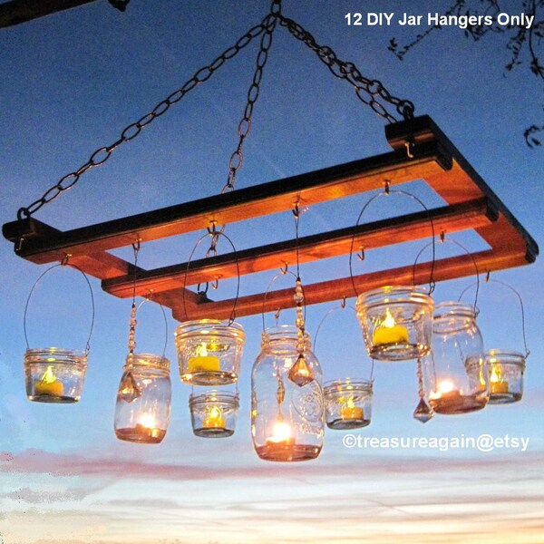 DIY Lanterns 12 WIDE Mouth Hangers, Ball Mason Jar Lanterns Hangers Only - No Jars