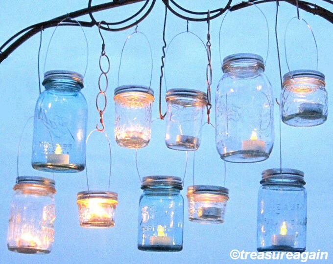 Hanging Mason Jar Lids Outdoor Wedding Candle Holders DIY Etsy