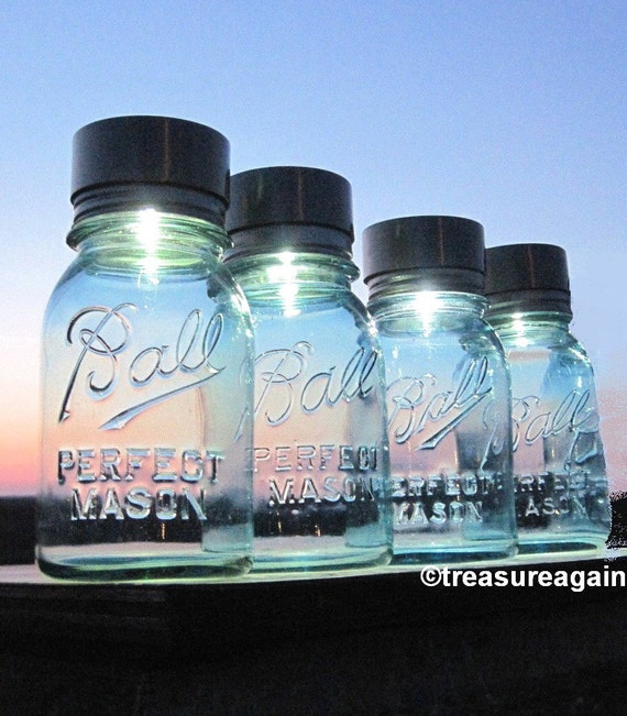 Mason Jars Solar Lights 4 Outdoor Jar Lighting Antique Image 0