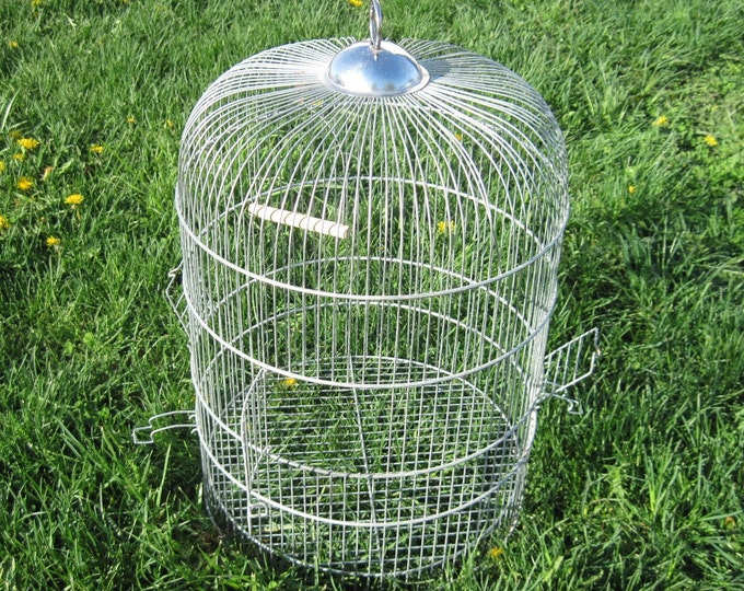 Vintage Bird Cage , Wedding Card Holder or Garden Decor, Silver Domed ...