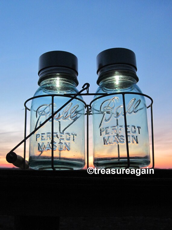 Outdoor Lights Ball Jar Solar Basket 2 Upcycled Quart Image 0