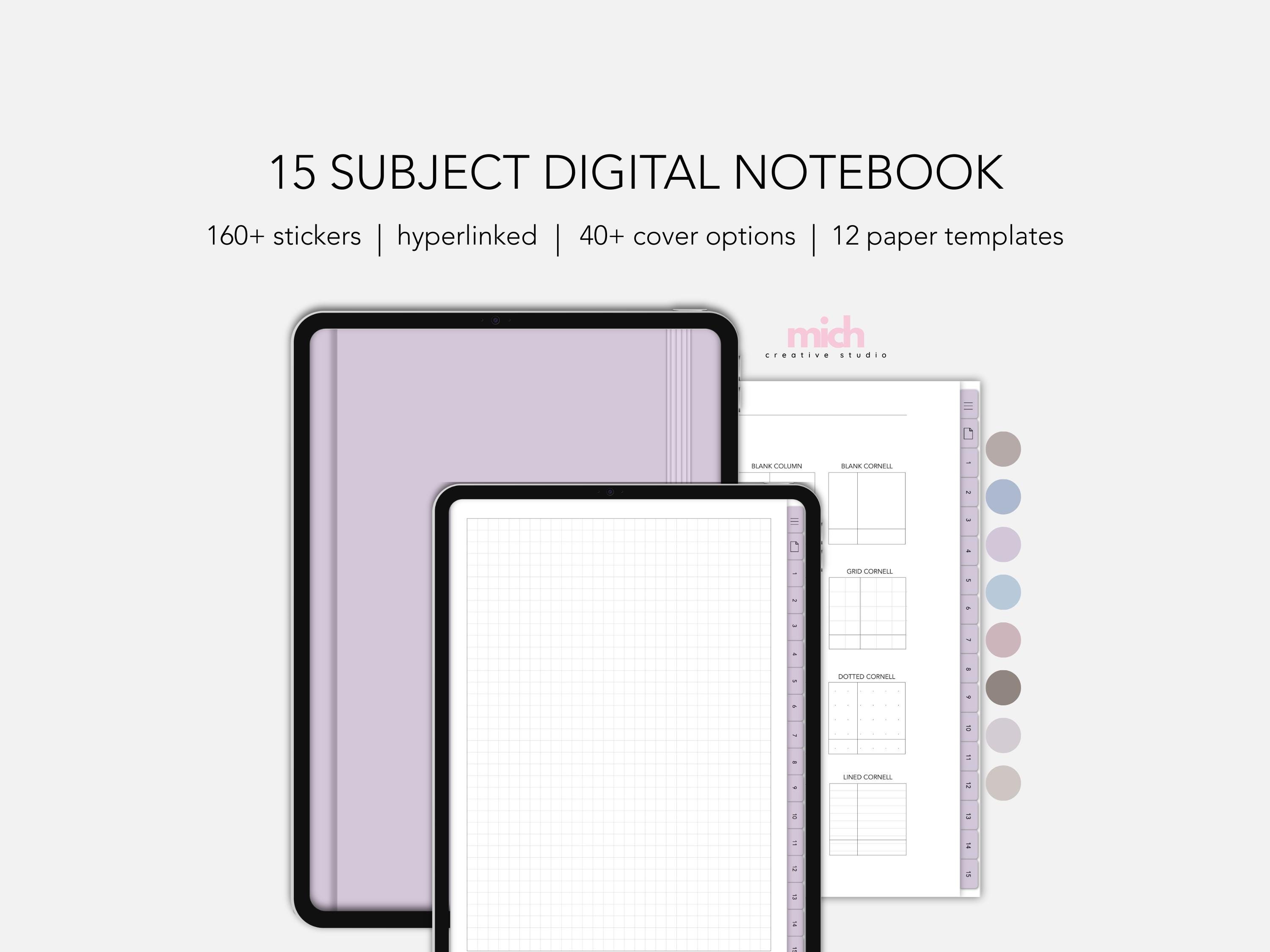 Hyperlinked Portrait Digital Notebook, Goodnotes Notebook, Student Digital Notebook, Digital Templates, Notability Notebook