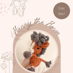 Harry the Horse | The Bitty Farm Buddies Collection | Crochet Stuffy Lovey Horse Pattern | Low Sew Crochet Amigurumi Horse Pattern