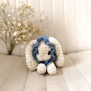 Crochet Bunny Snuggler | Crochet Amigurumi Bunny | Tan Bunny Lovey With Bonnet | Baby Shower Birthday Gift