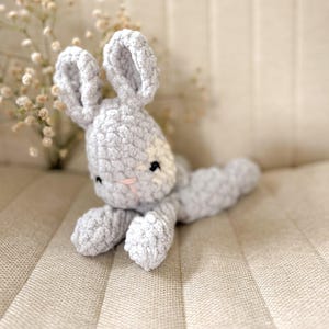 Crochet Bunny Snuggler | Crochet Amigurumi Bunny | Blue and White Bunny Lovey | Baby Shower Birthday Gift