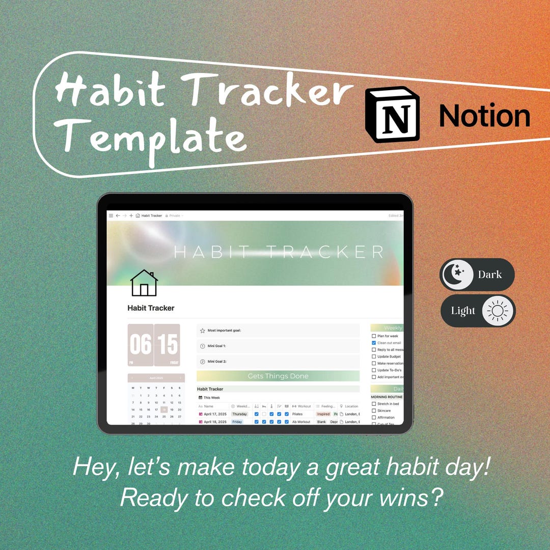 Habit Tracker Notion Template for Daily Routine Notion Productivity ...