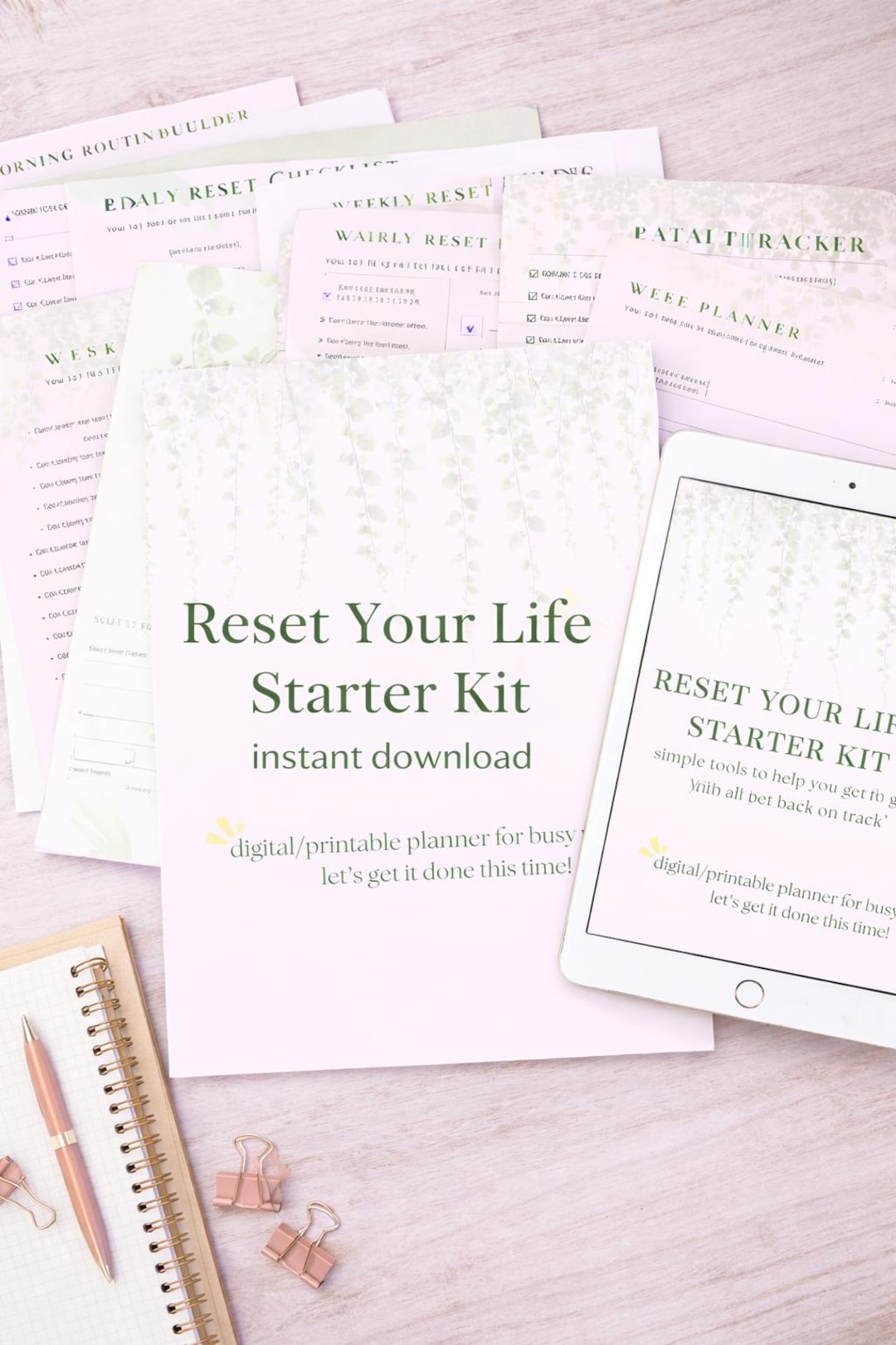 Reset Your Life Starter Kit, Digital and Printable Planner for Busy ...