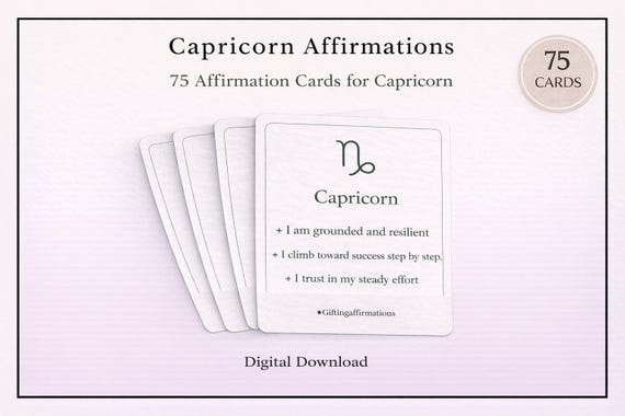 Capricorn Affirmations | 75 Success Mindset Affirmations + Wallpapers | Zodiac Printable | Instant Download