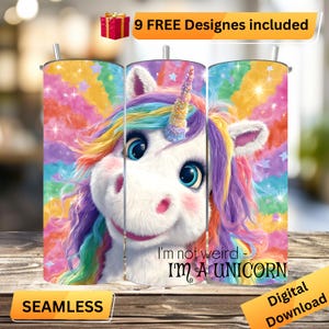 Cute Magical Unicorn Fantasy 20 oz Skinny Tumbler Sublimation Design Digital Download PNG Instant DIGITAL ONLY, Tumbler Wrap #0004