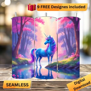 Magical Unicorn Magic Forest Fantasy 20 oz Skinny Tumbler Sublimation Design Digital Download PNG Instant DIGITAL ONLY, Tumbler Wrap #0013