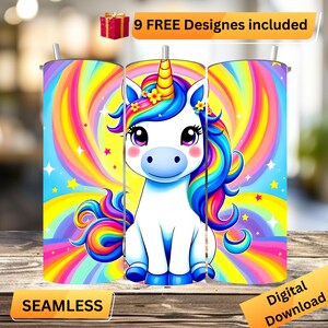 Rainbow Cute Magical Unicorn Fantasy 20 oz Skinny Tumbler Sublimation Design Digital Download PNG Instant DIGITAL ONLY, Tumbler Wrap #0056