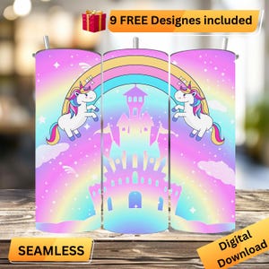Cute Magical Unicorn Fantasy 20 oz Skinny Tumbler Sublimation Design Digital Download PNG Instant DIGITAL ONLY, Tumbler Wrap #0009