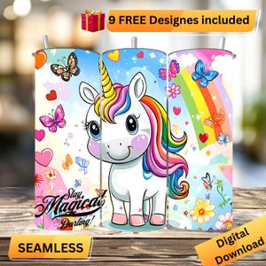 Cute Magical Unicorn Fantasy 20 oz Skinny Tumbler Sublimation Design Digital Download PNG Instant DIGITAL ONLY, Tumbler Wrap #0001