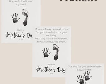 La mia prima festa della mamma 2025 / Impronta del piede del bambino stampabile