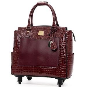 Porte-documents à roulettes pour femme avec sac pour ordinateur portable et roulettes