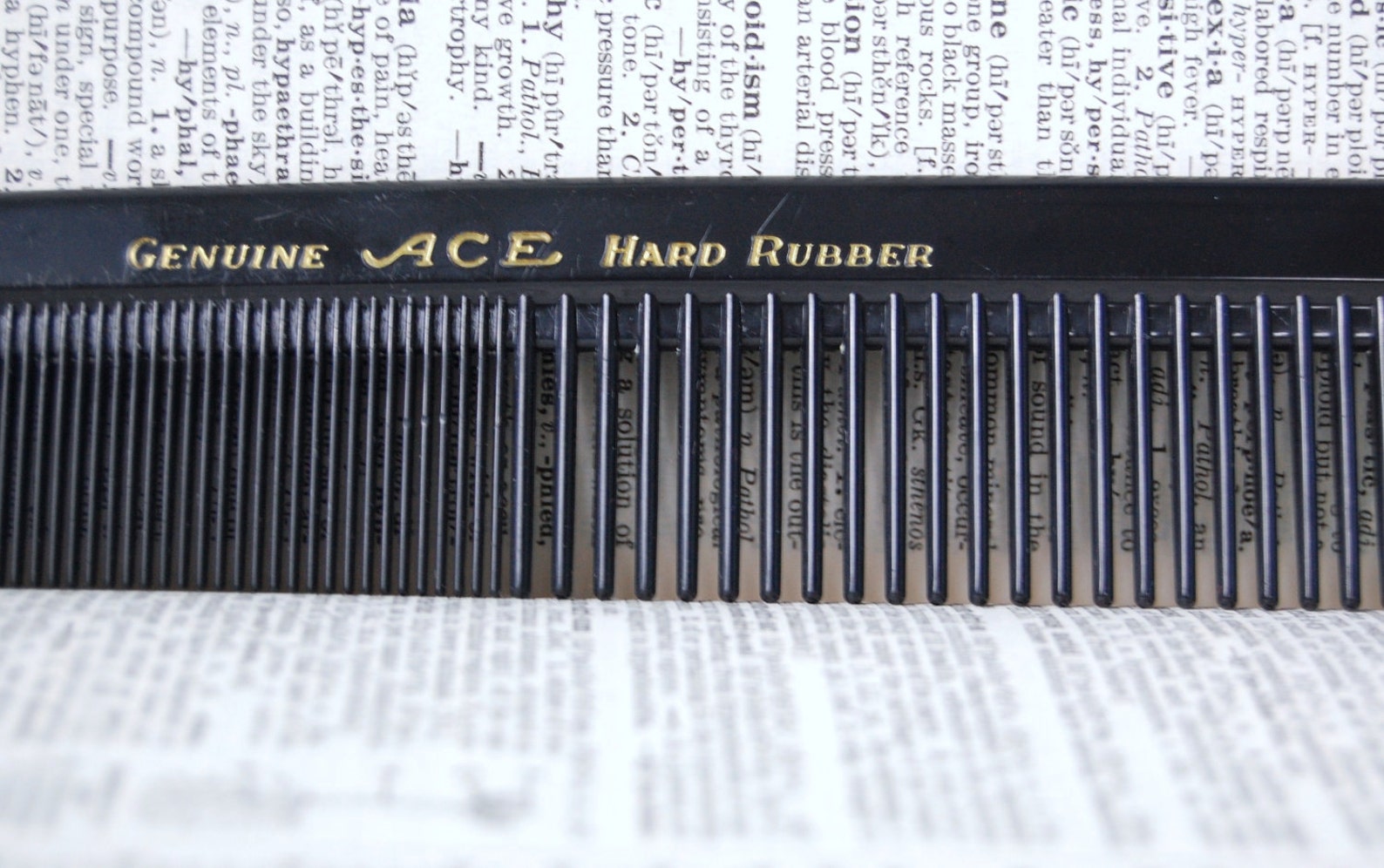Hair Comb Ace Hard Rubber Men's Vintage Black Back Pocket Etsy