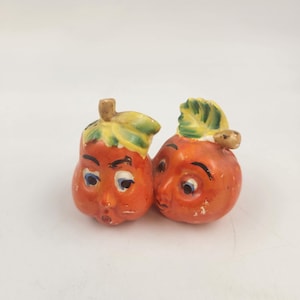 Vintage Anthropomorphic Salt and Pepper Shakers - Oranges
