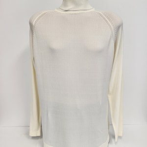 Vintage 1970&#39;s Men&#39;s Off White Towncraft by J C Penny X Large Nylon Turtleneck Sweater