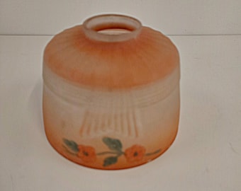 Vintage Art Deco Orange Floral Glass Lamp Shade
