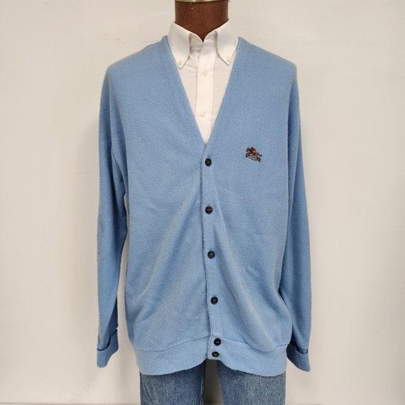 Vintage 1970's Men's X Large Steeplechase Light Blue Acrylic