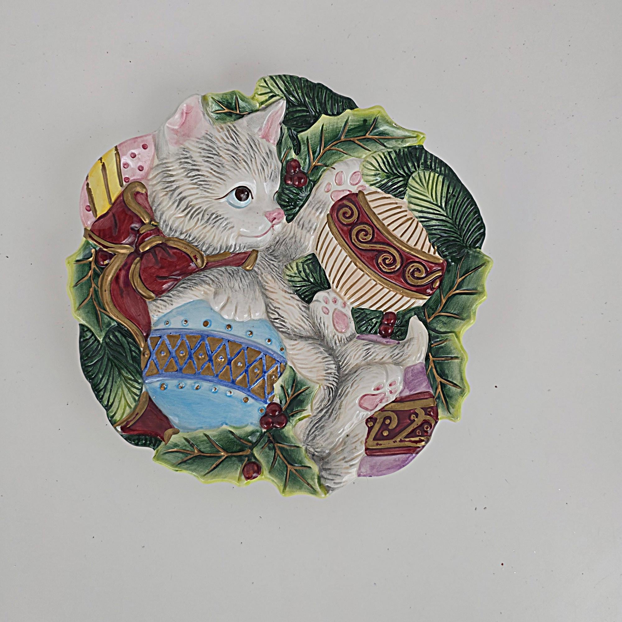Vintage Fitz and Floyd Christmas Cat Plate - Kristmas Kitty - Etsy