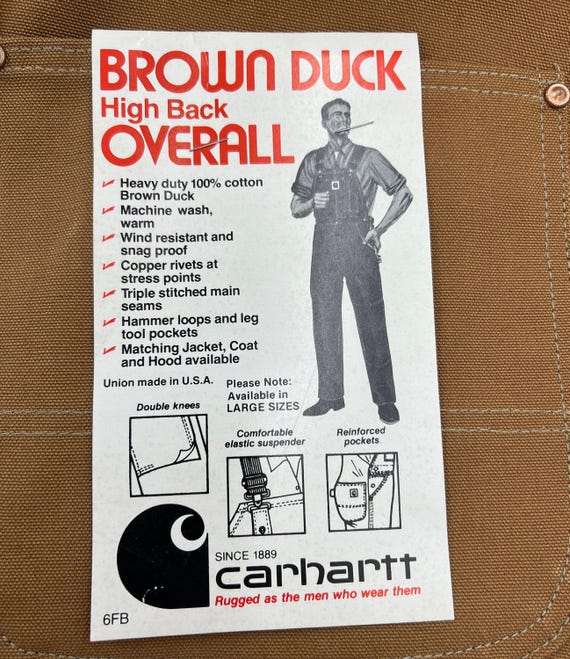 【専用】Carhartt 80s OVER ALL MADE IN USA Vintage NWT Carhartt Bib Overalls - 1980s Brown Duck High