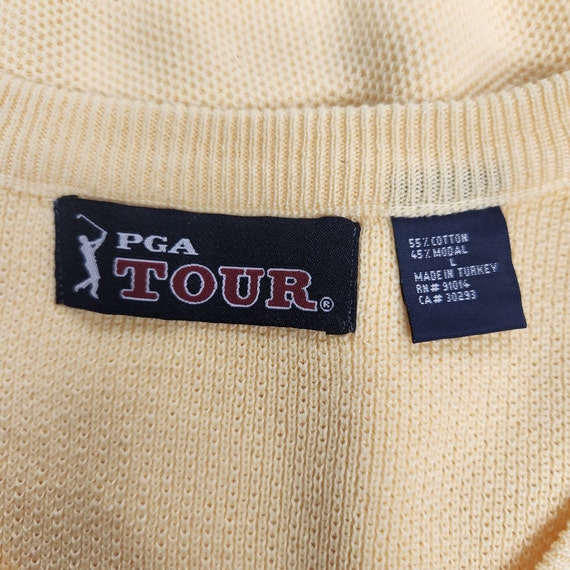 Vintage 1990's Men's PGA Tour Large Yellow V-Neck… - image 4