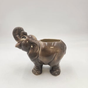 Vintage 1960&#39;s Ceramic Smiling Elephant Flower Planter - Pachyderm