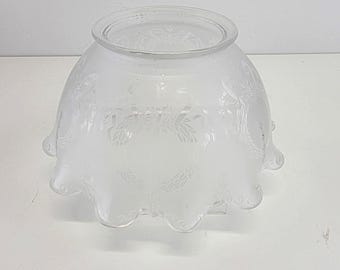 Vintage Opaque to Clear Glass Ruffled Edge Lamp Shade