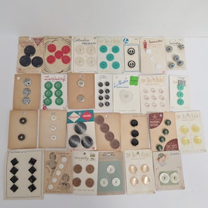 Vintage Assortment of 27 Cards of Colorful Sewing - Crafting Buttons