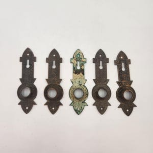 Vintage 1800's set of 5 victorian- eastlake replacement rosette plates - door knob back plates