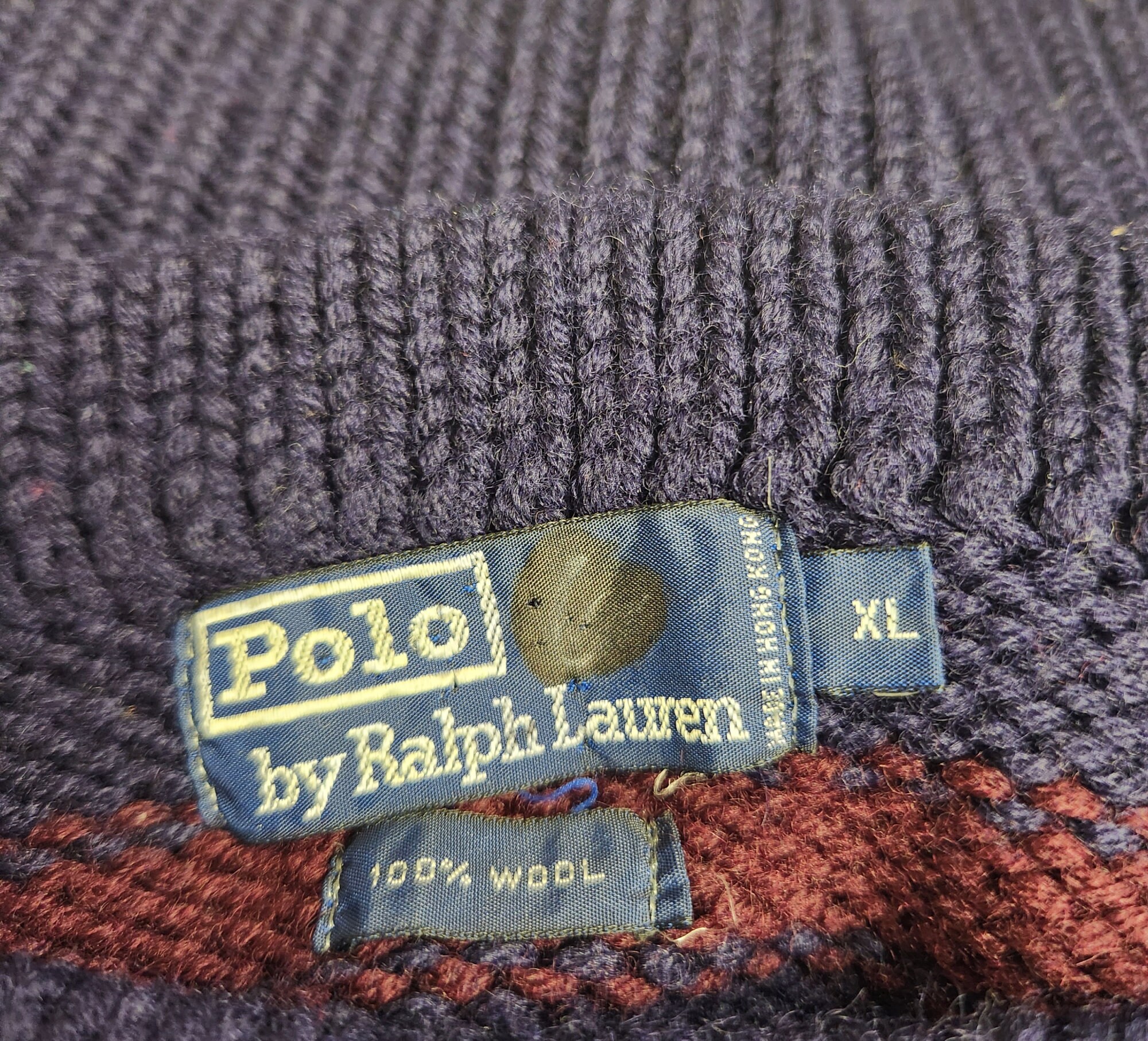 Vintage 1980's Men's Polo Ralph Lauren Navy and Burgundy Stripe