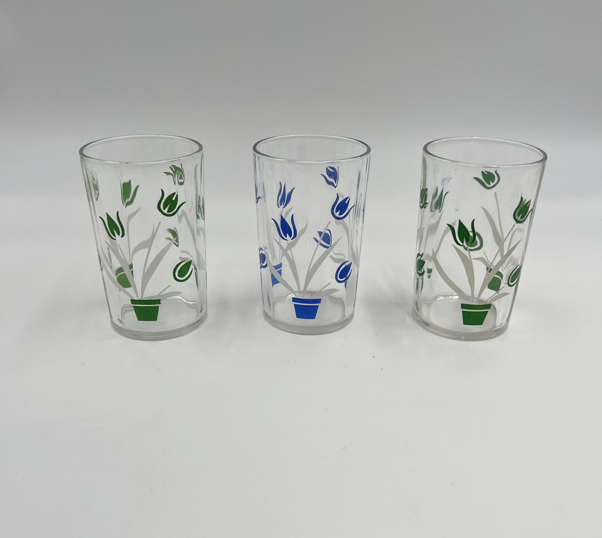 Vintage 1960's Set of 6 Swanky Swig Tulip Juice Glasses Hazel Atlas ...