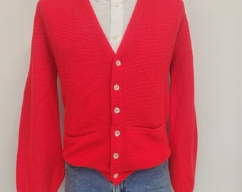 Vintage 1960's - 70's Men's Golden Arrow Small Red Cardigan Sweater