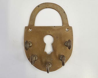 Vintage massief messing sleutelgat sleutelhouder - rek