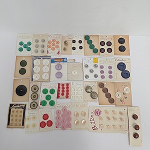 Lote vintage de 30 botones en cartulina para coser y hacer manualidades