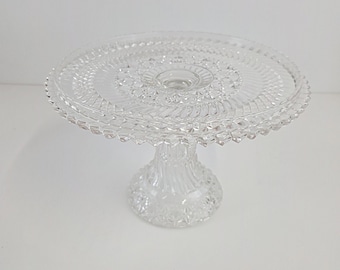 Soporte para pasteles de cristal transparente con diseño de remolino de jersey vintage de EAPG - Base
