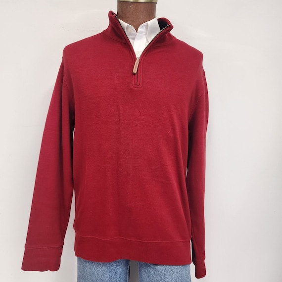 Vintage 1990's Men's Medium Lands' End Red 1/4 Zi… - image 2