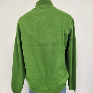 Vintage 1990's Men's Manrico Kelly Green Large 100% Cashmere 1/4 Zip Sweater AS IS image 4